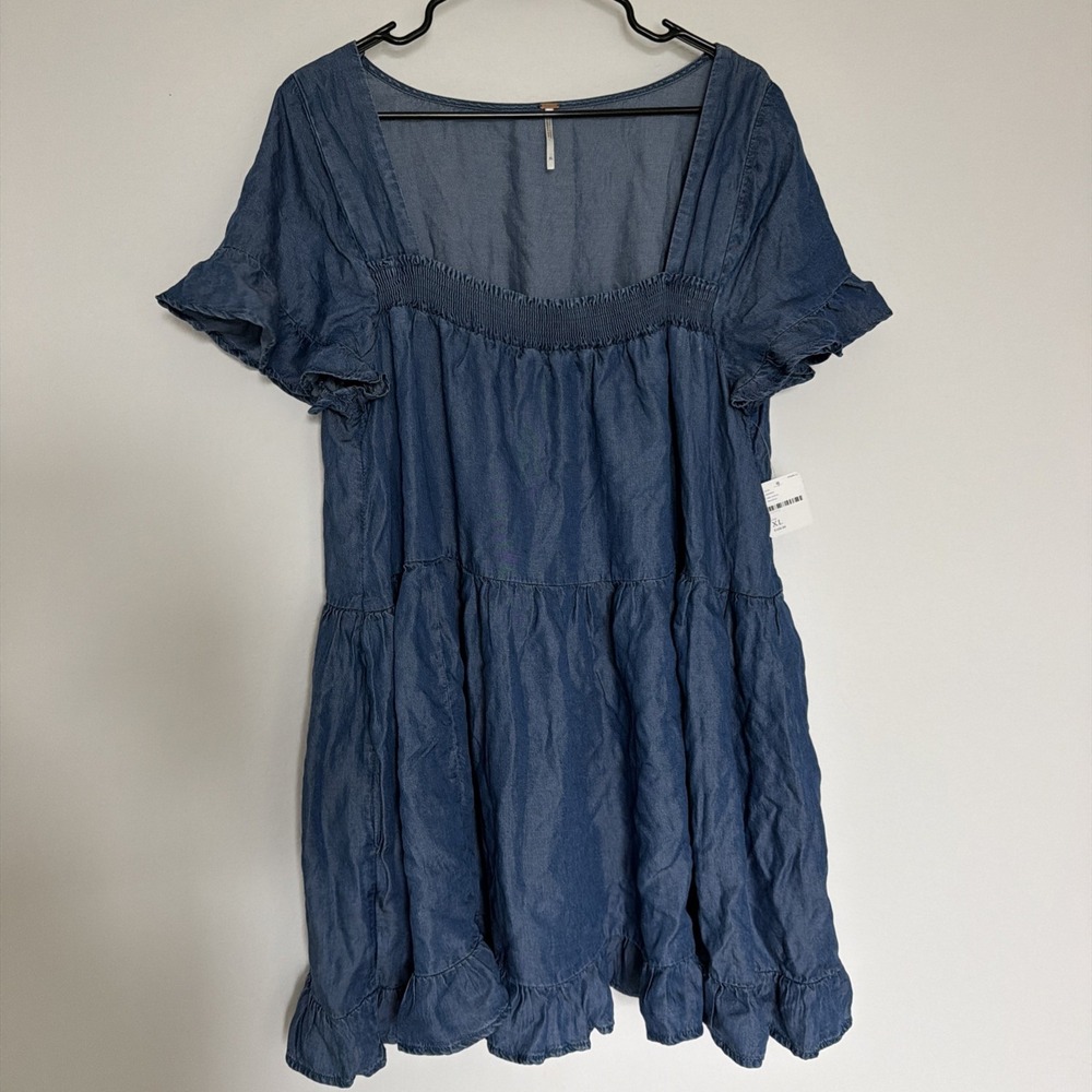 NWT Free People Sadie Denim Tunic Size XL Dress - True Blue - Picture 2 of 8